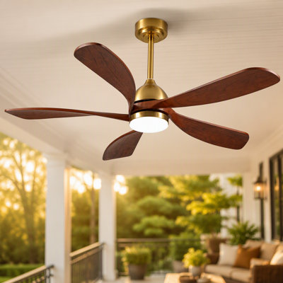 52'' Modern Ceiling Fan with LED Light and Remote Control,6 Speeds/DC motor