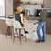 Gillham 360° Swivel Bar Height Stools Solid Back Bar Chairs with Backrest, Footrest for Kicthen/Bar