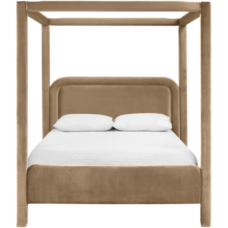 Lit tapissier Salina, Grand, Velours beige