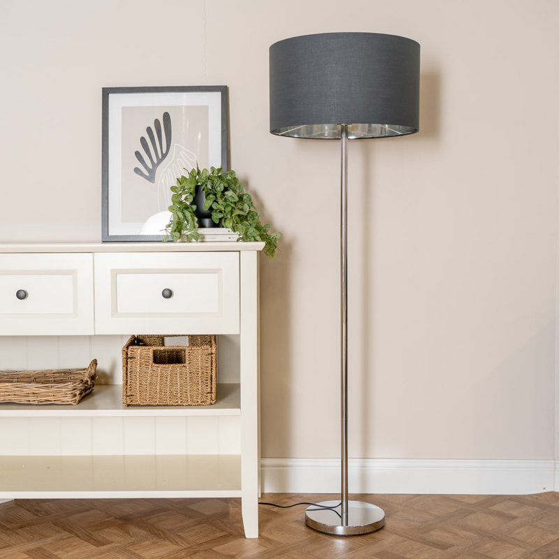 Daryanna 148cm Traditional Floor Lamp, Brushed, Yes, Grey