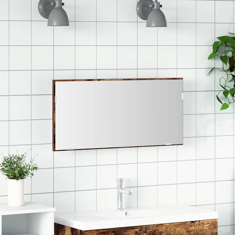 Bathroom Mirror 80 X 8.5 X 37 Cm Engineered Wood, Brown