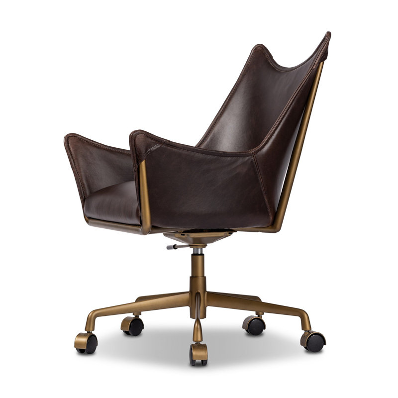 Truman Leather Swivel Office Chair, Conroe Cigar