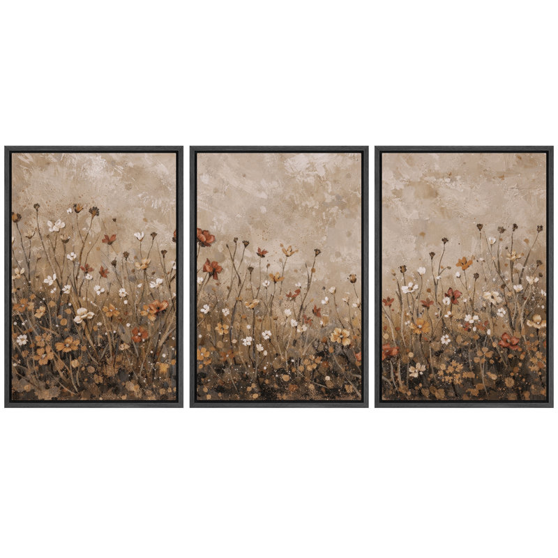 Autumn Wildflower Meadow Artwork, Living Room Pictures, Framed Canvas Giclee Print Wall Art, 36" H x 72" W