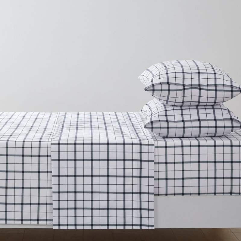 Microfiber Plaid Sheet Set, King
