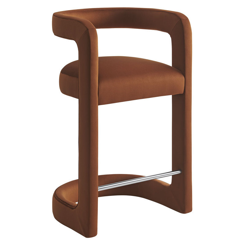 Winslow Performance Velvet Stool, Rust, Counter Stool (27" Seat Height)