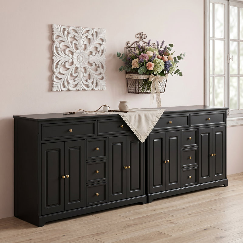 Ensemble de 118 buffets 118 po avec 10 tiroirs Farmhouse, Black