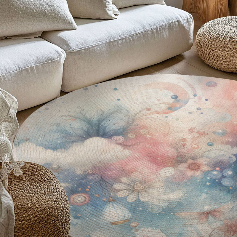 Tapis tressé pastel, Rond 5 pi
