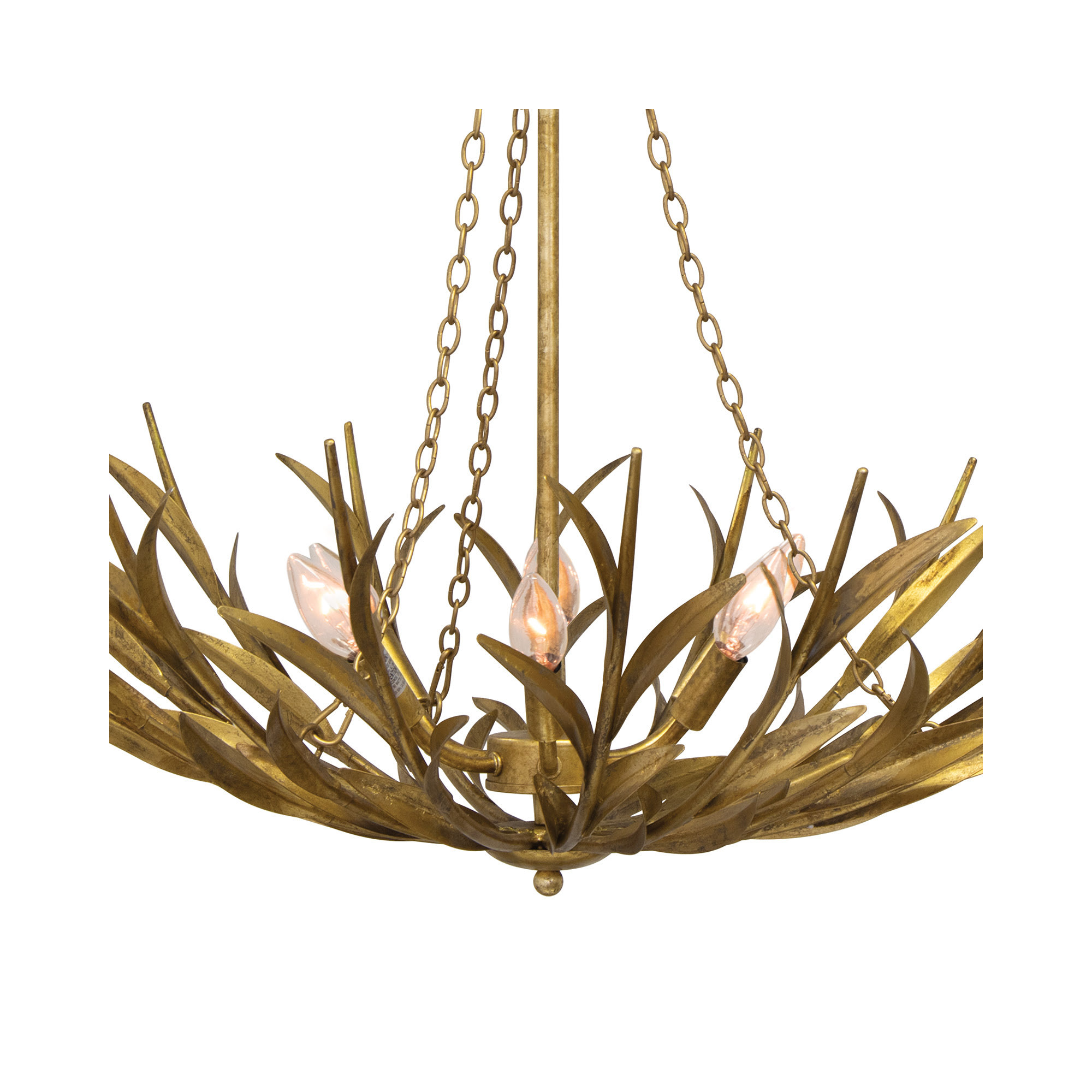 River Reed 6 - Light Dimmable Chandelier, Antique Gold Leaf