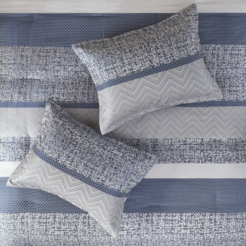 Navy Queen Comforter 7 Piece - Luxury Polished Sleep