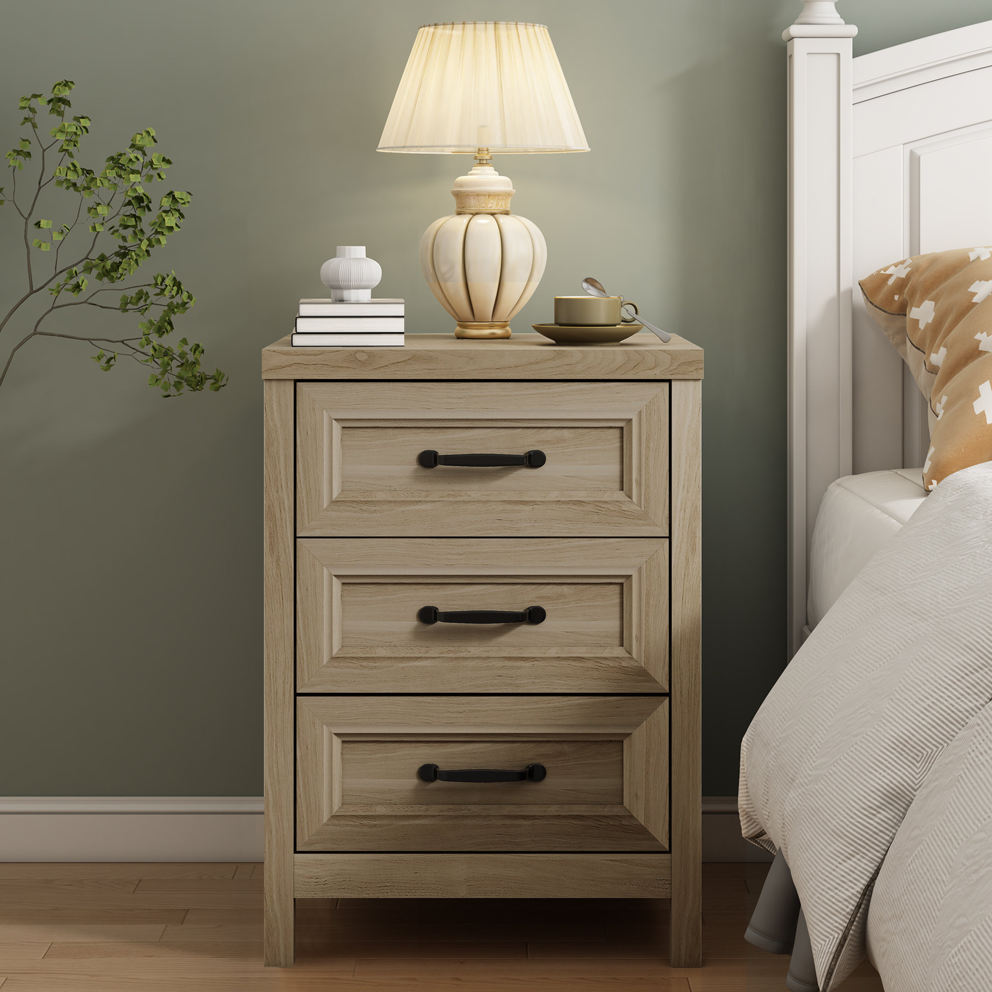 Winston Porter 3 Drawer Nightstand For Bedroom & Reviews | Wayfair