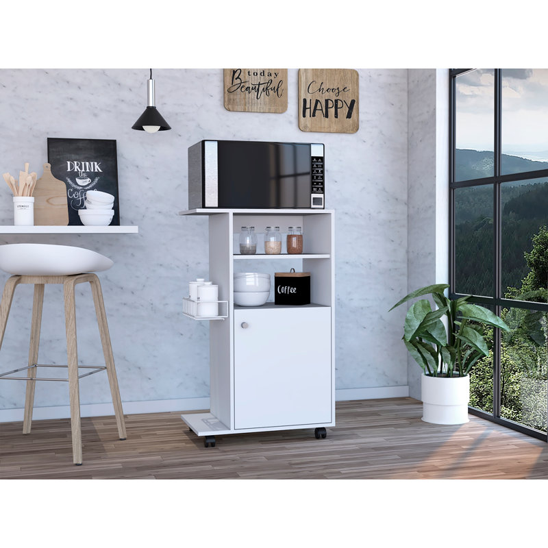 1-Shelf Kitchen Cart with Caster White, White