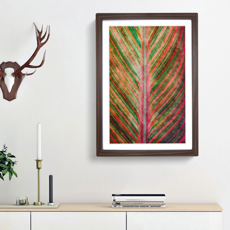 Leaf Stripes - Framed Print, Walnut Framed, 87cm H x 62cm W x 2cm D