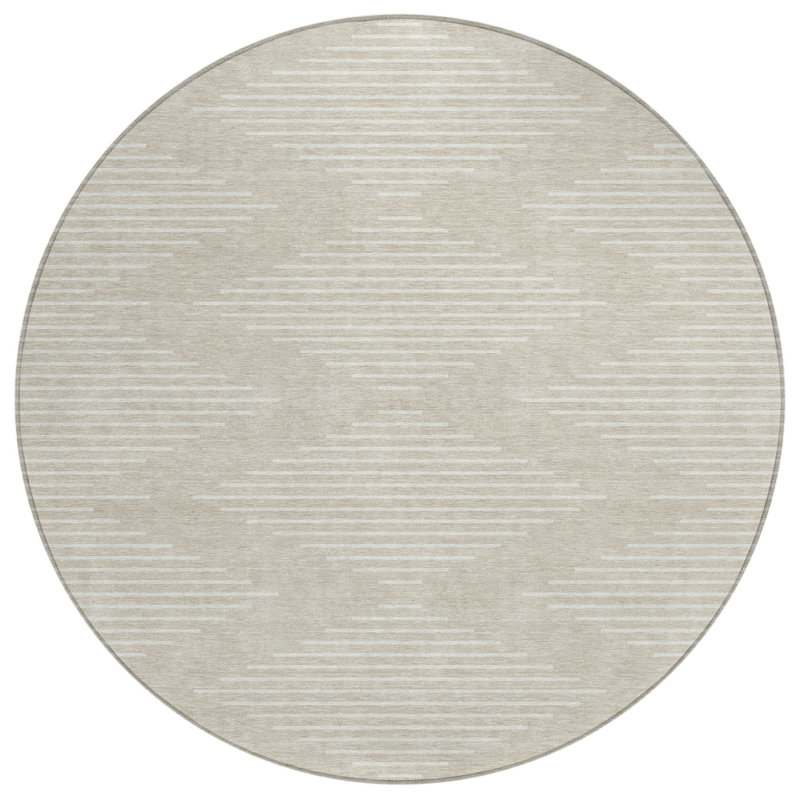 Tapis intérieur / extérieur rond lavable beige et ivoire HomeRoots 8 pi