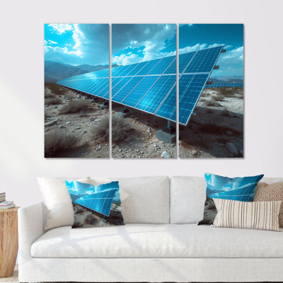 Panneaux solaires monochromes bleus et gris - Ensemble d'art mural panneaux solaires