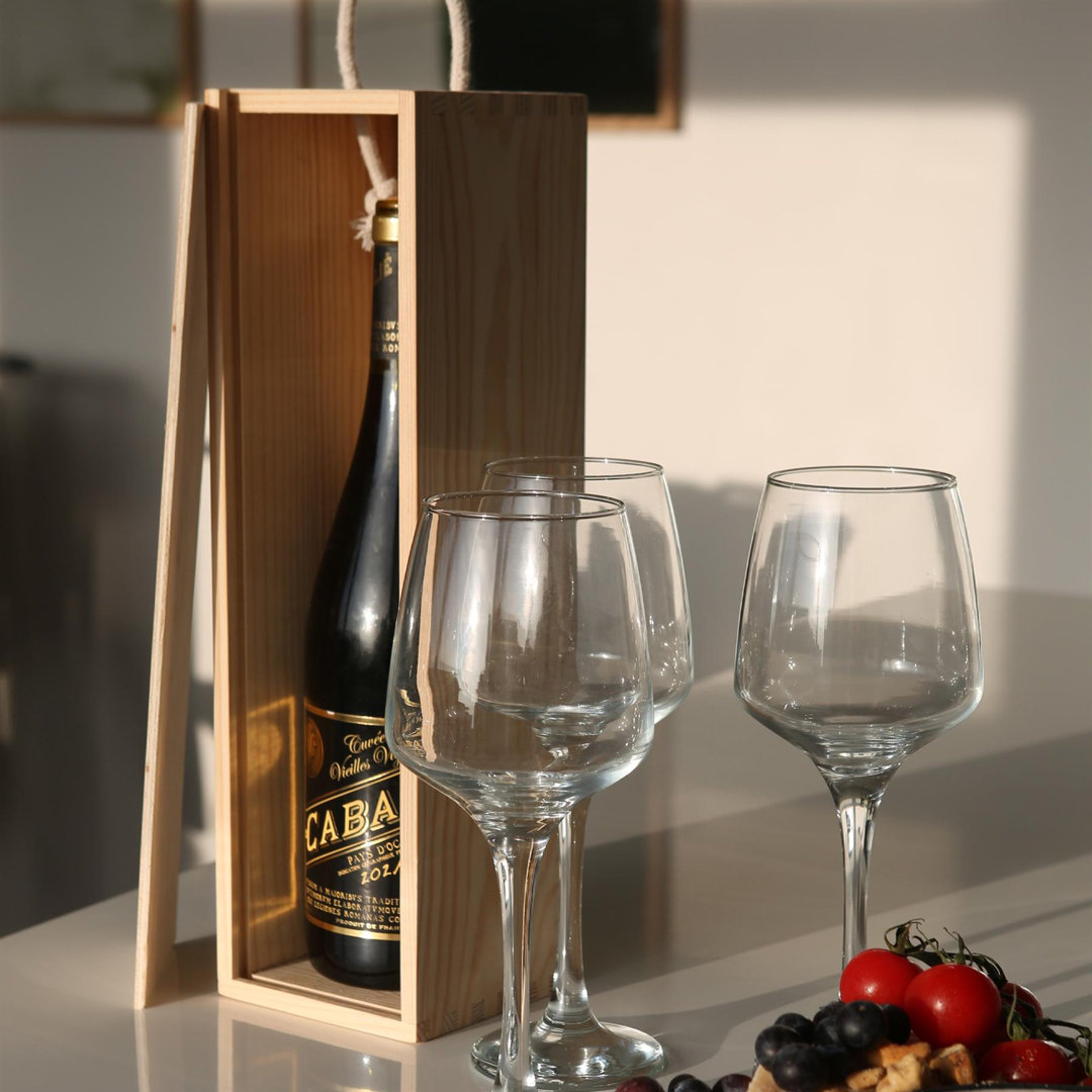 Harbour Housewares 8pc Wooden Wine Box Set with Corkscrew & Glasses - Natural