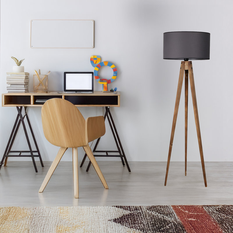 Lampe trépied 60 po Malaijah, Gris, Brun
