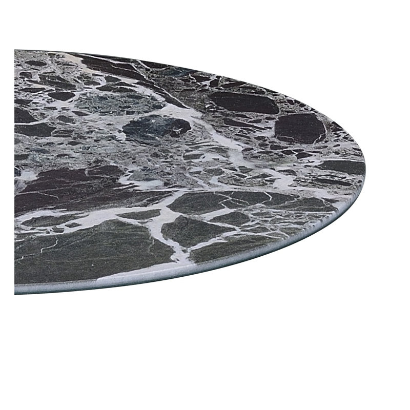 Table d'appoint Circa 17,5 po avec dessus en verre texturé marbre noir et piètement en acier