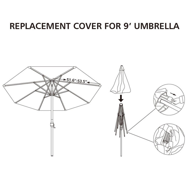 Auvent de remplacement pour parasol, Brun