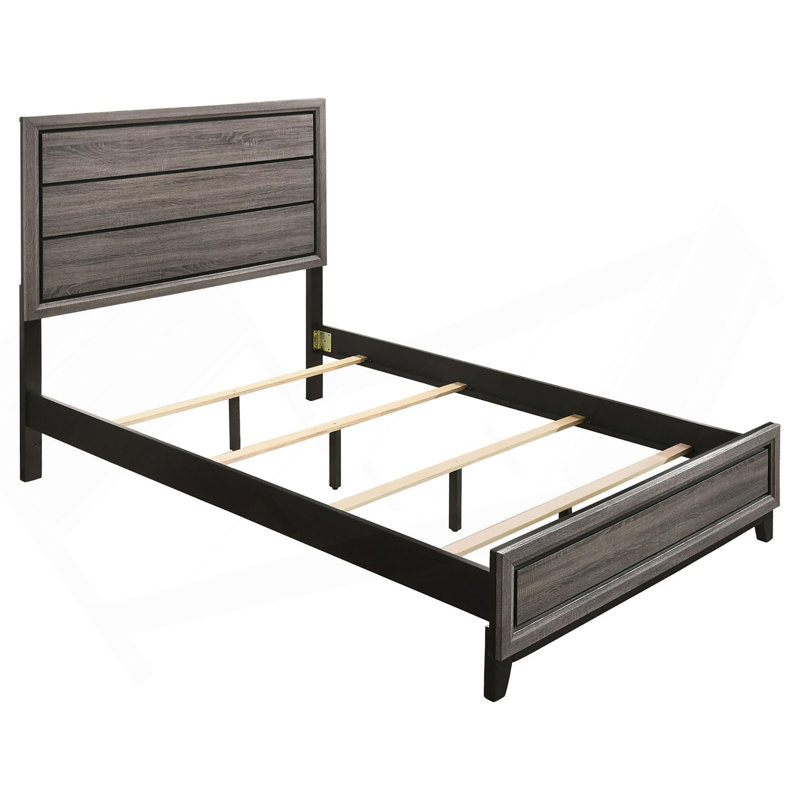 Rustic Grey Oak Queen Panel Bed, Queen