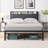 Size Metal Platform Bed Frame With Upholstery Storage Function Headboard  And USB LINER And Footboard , No Box Spring Needed, Large Under Bed Storage, Easy Assemble
