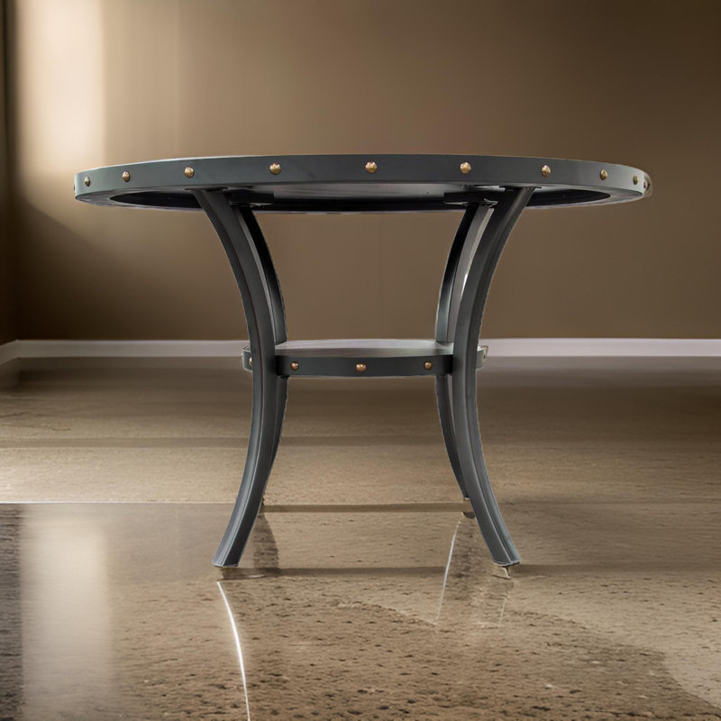 Demarri Dining Collection Counter Height Nailhead Round Dining Table, Black, Black, 31'' H x 48'' W x 48'' D