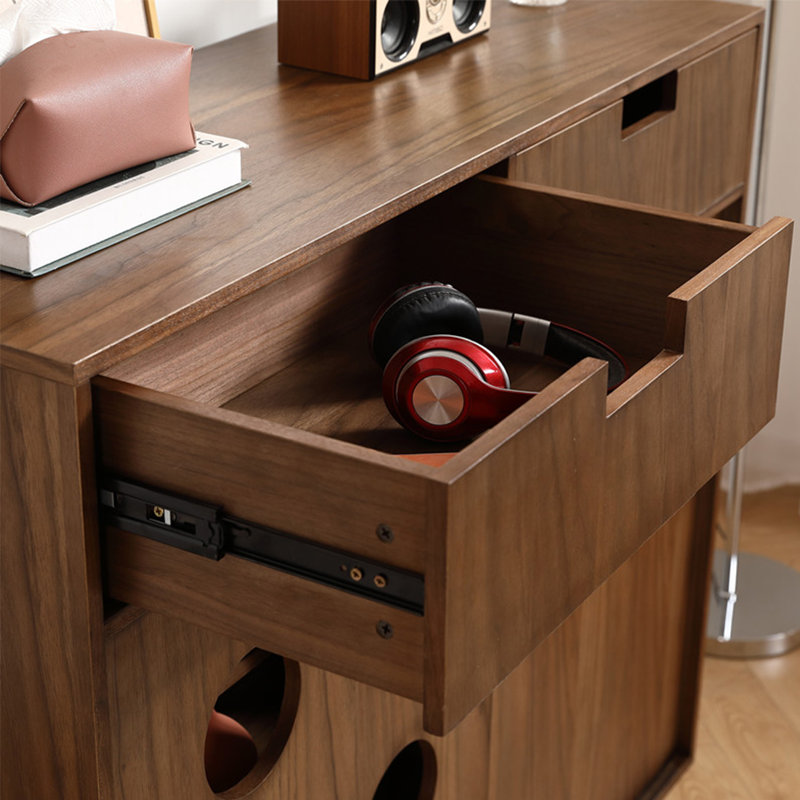 Retro Korean Style Practical Accent Cabinet, Dark Brown