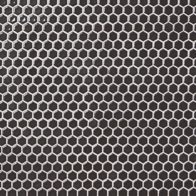 Eden 1" Rimmed Hexagon Polished Porcelain Mosaic Tile, Charcoal