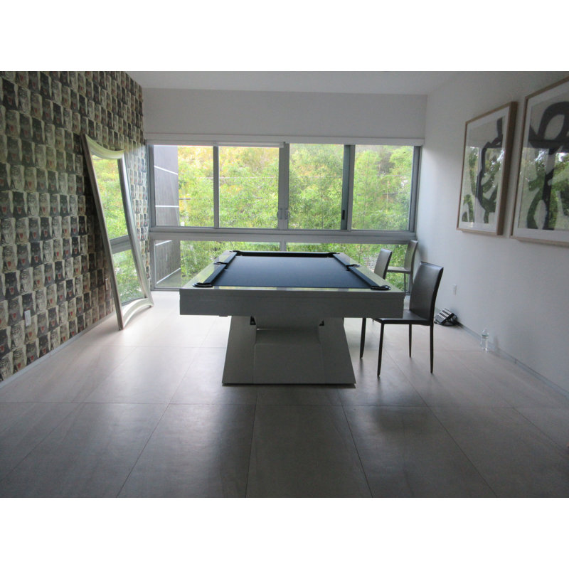 Modern Oak and Blue 7' Pool Table with Leg Levelers