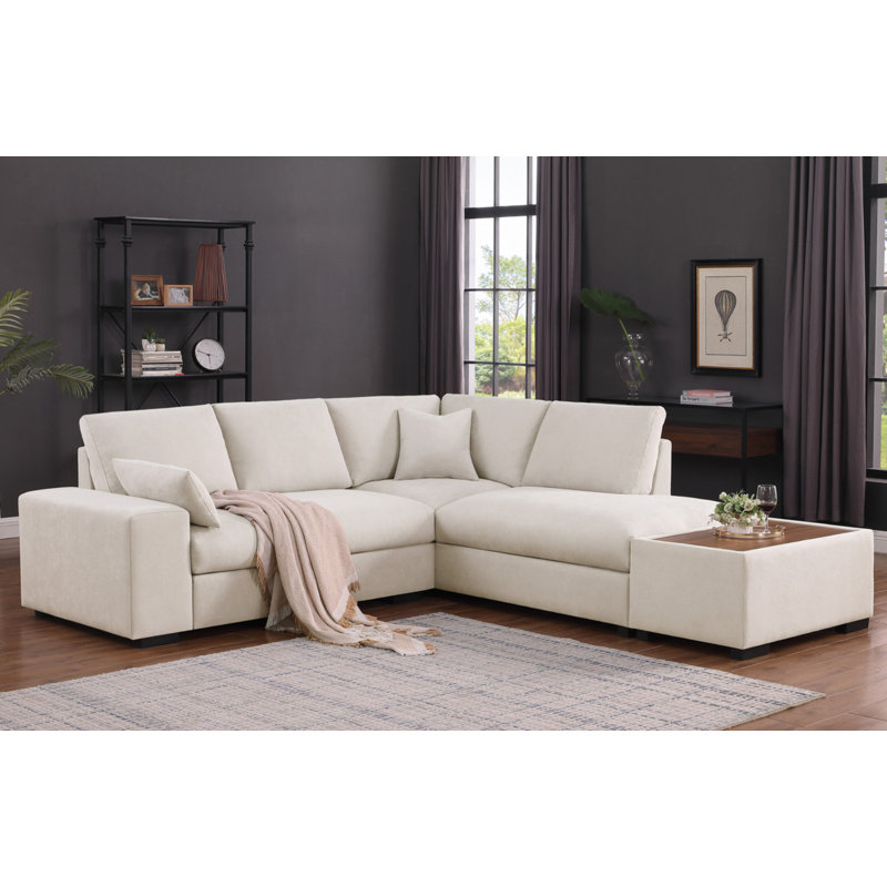 Canapé modulaire en tissu tissé beige Joshua, Tissu beige