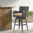 Modern Wicker Swivel Barstool – Multi-Brown with Tapered Legs & Beige Cushion, 1-Piece