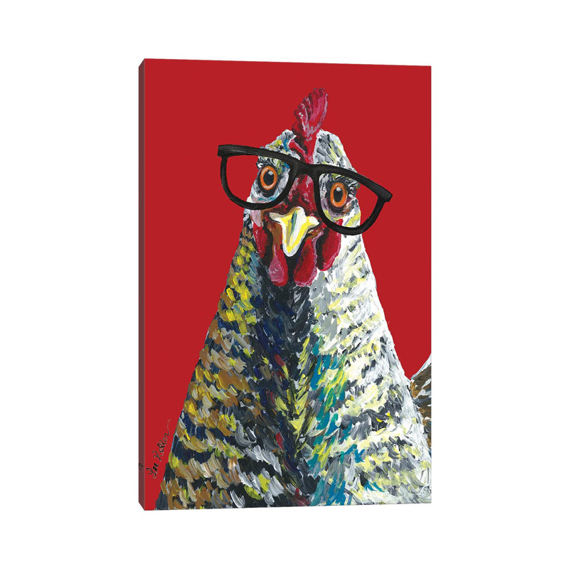 Chicken Willimina Glasses - Wrapped Canvas Painting, 20.32 cm H x 30.48 cm W