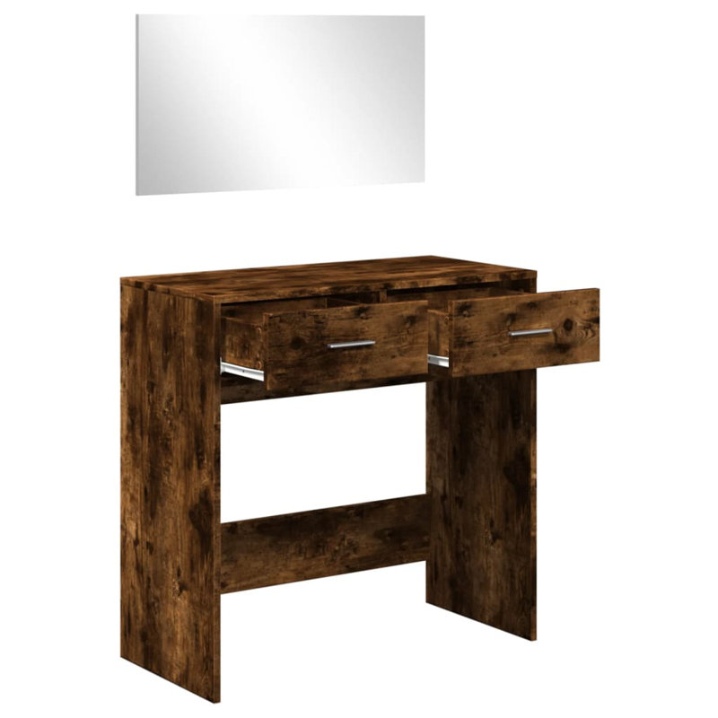 Patrizia Dressing Table with Mirror, Smoked Oak