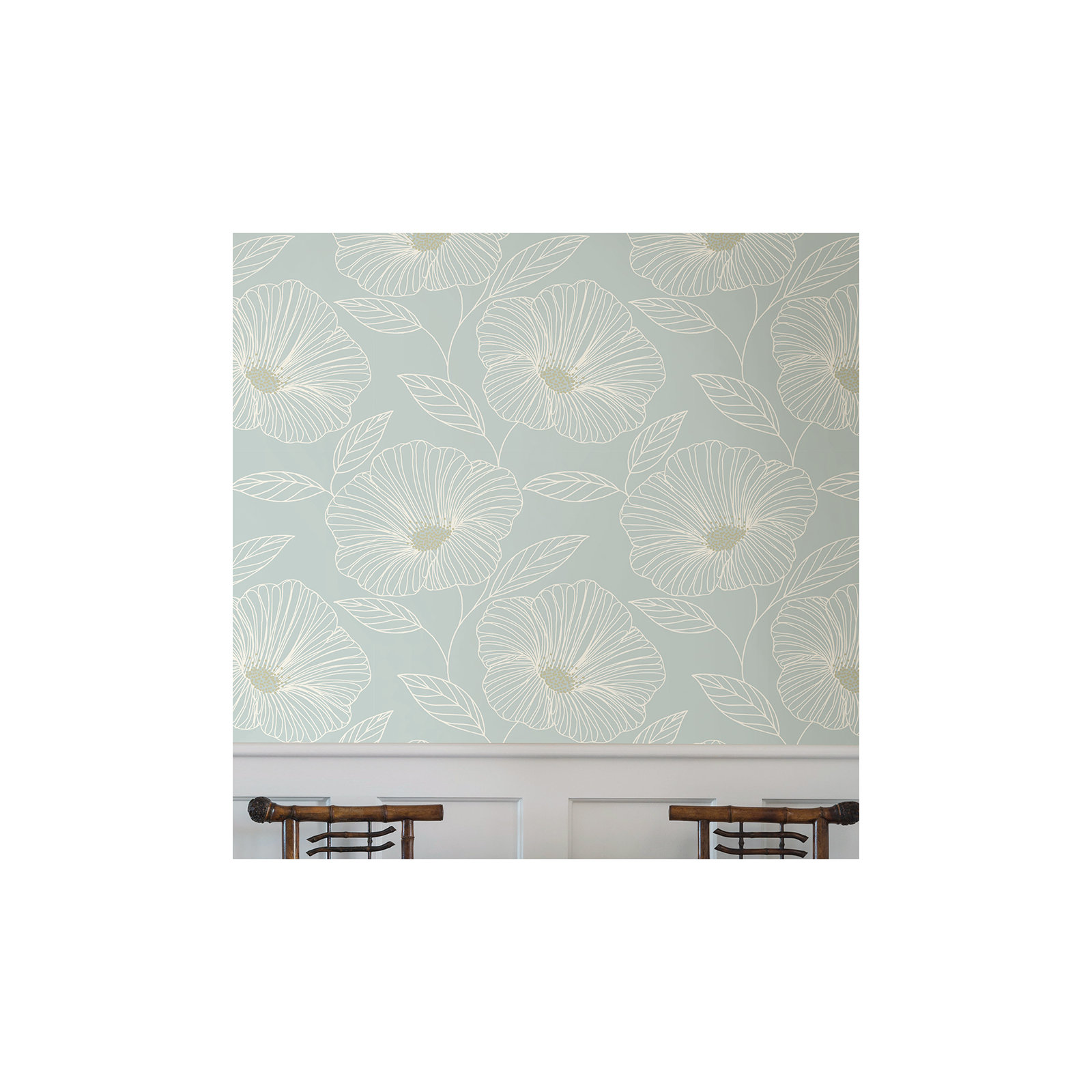 Mistral Mythic Floral Wallpaper Sample, Seafoam
