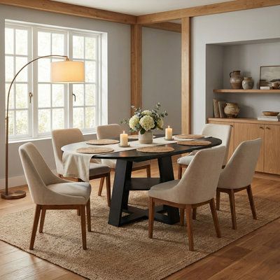Table de salle à manger extensible ronde à ovale avec tablette de rangement, 43,3 po à 59 po