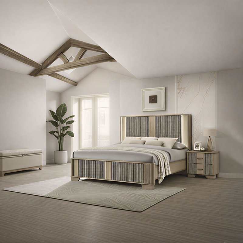 Ensemble de chambre à coucher, grand lit et table de chevet 2 pièces Rosenthal, Grand lit