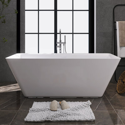 66" Freestanding Soaking Acrylic Bathtub