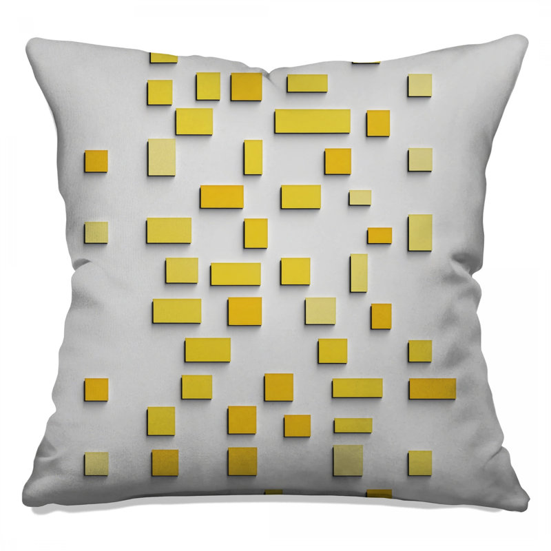 Coussins décoratifs rectangulaires jaunes à double face, 14 x 14 inches