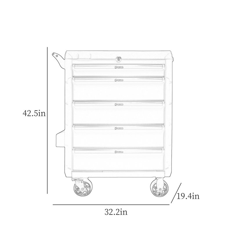 32.2'' W Iron Bottom Rollaway Chest with Wheels