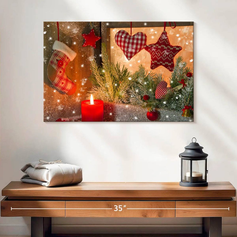 Décorations de Noël rouges, H 16 po x l 24 po