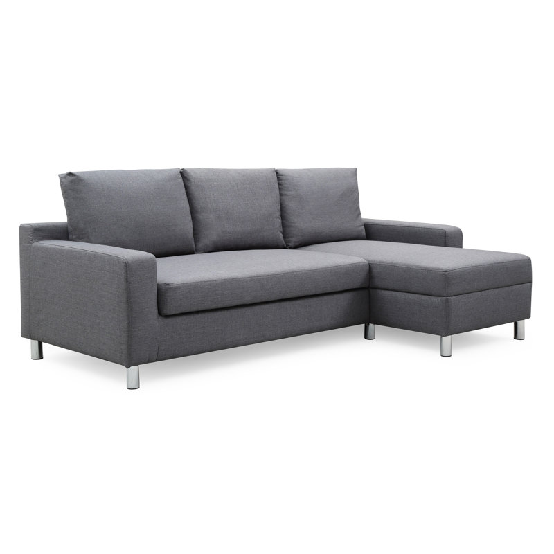 Falgoust Upholstered L-Shaped Sectional, Dark Gray Linen Blend, Right Hand Facing