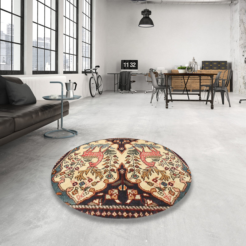 Tapis traditionnel brun / beige, Rond 5 pi