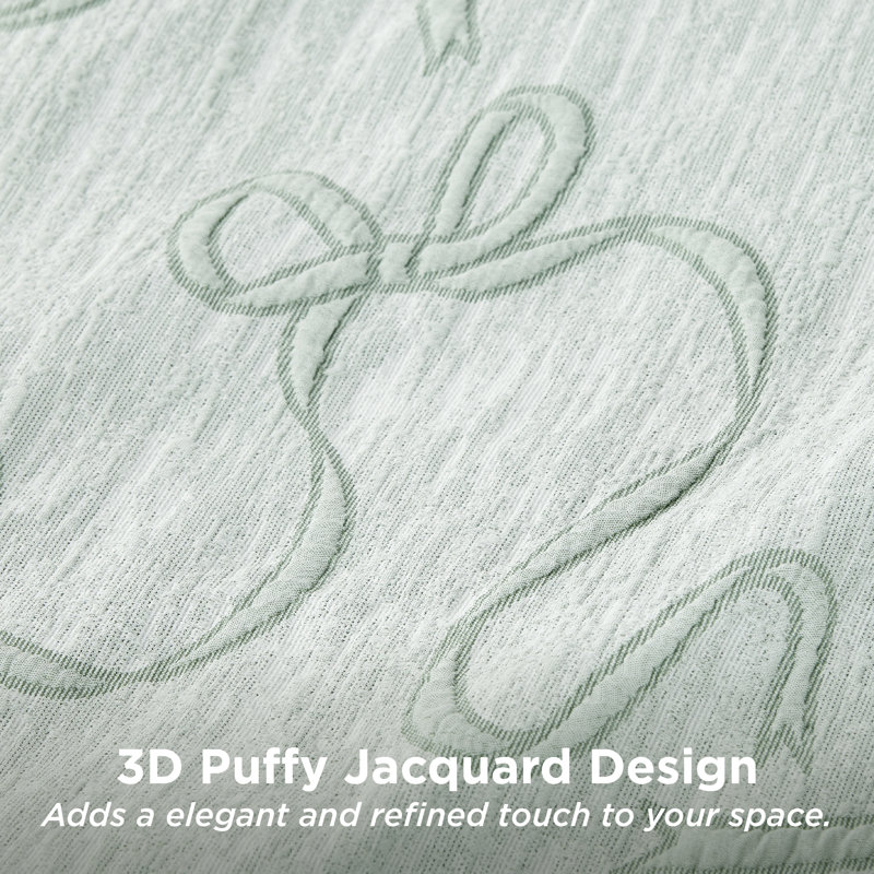 3D Puffy Jacquard Embroidery Bedding Comforter Set, Twin Comforter + 1 Standard Pillowcase, Harbor Gray