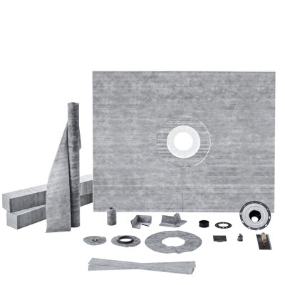 Shower Curb Kit, 60"X48" Shower Pan Kit With 2" PVC Central Flange, Waterproof Membrane, Stainless Steel Grate And Joint Sealant, Shower Pan Slope Sticks Fit For Bathroom