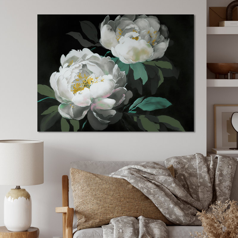 «Blooming White Peony IV», reproduction sur toile, L 40 po x H 30 po, Toile tendue