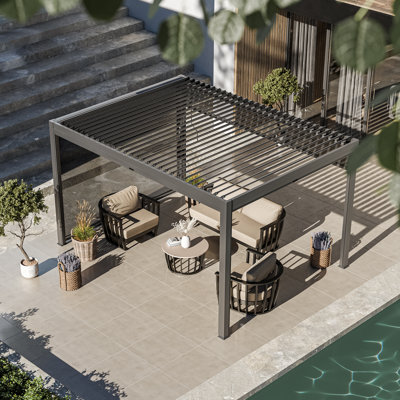 Royalcraft Luxe 4x3m Pergola with Solar Lighting System and Voice Control