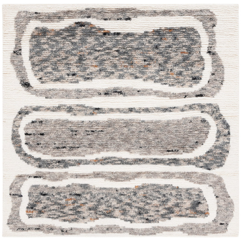 Tapis ivoire / gris foncé Antonnia, Carré 6 pi