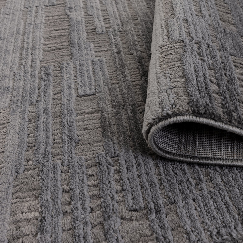 Deral Geometric Grey Area Rug, Rectangle 160 x 220 cm