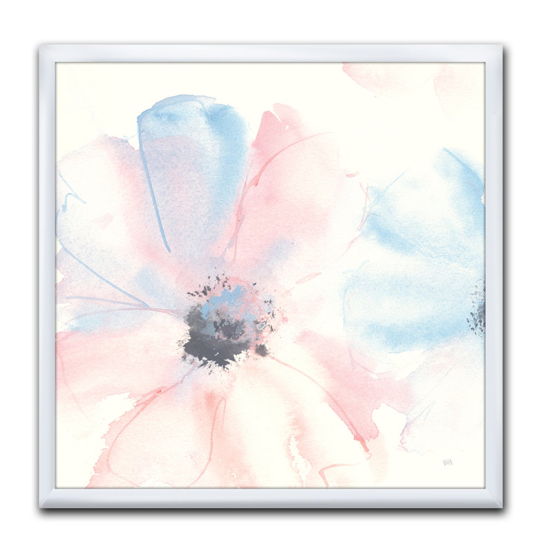 « rose shabby floral i »-cadre photo sur toile, Cadre blanc, H 16 po x l 16 po x P 1 po