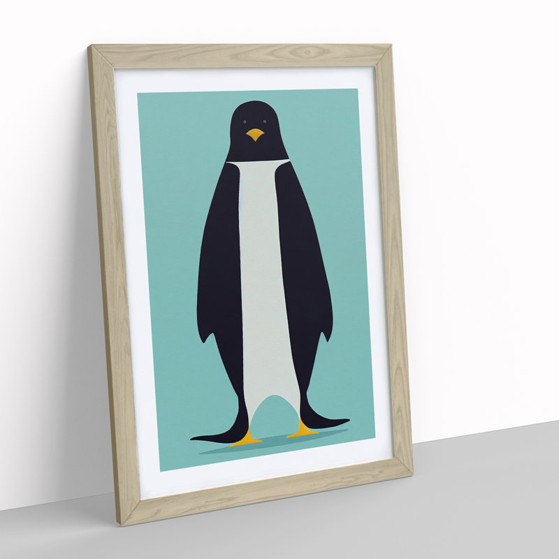 Penguin Abstract No.7 - Wall Art, 36cm H x 27cm W, Oak Framed Paper, White