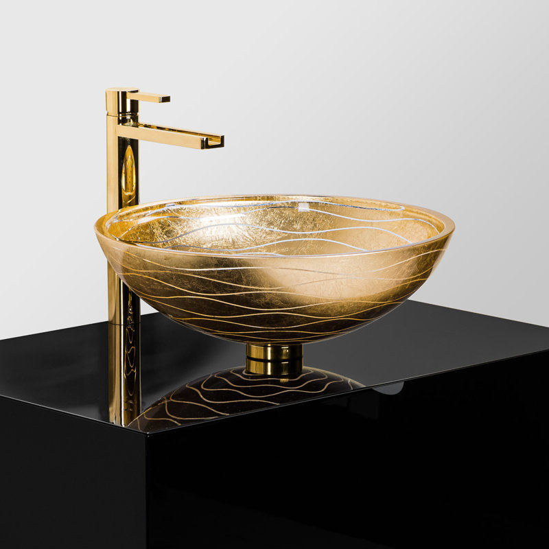 Vetro Freddo 17'' L Bathroom Sink, Gold